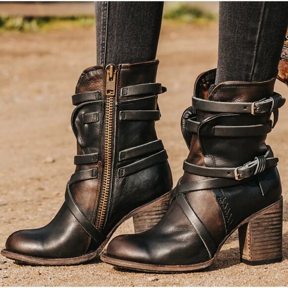 FREEBIRD BY STEVEN Baker Heeled Boots 6 Black Brown